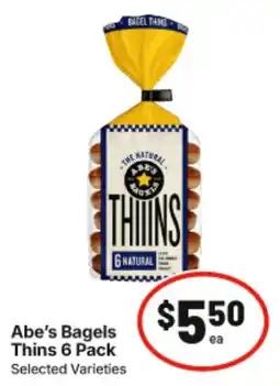 IGA Abe's Bagels Thins 6 Pack Selected Varieties offer