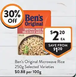 Foodworks Ben's Original Microwave Rice Selected Varieties offer