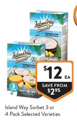 Foodworks Island Way Sorbet Selected Varieties offer