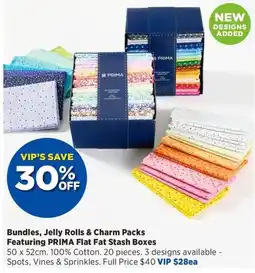 Spotlight Bundles, Jelly Rolls & Charm Packs Featuring PRIMA Flat Fat Stash Boxes offer