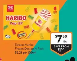 Foodworks Streets Haribo Frozen Dessert 4 Pack offer