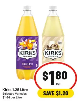 IGA Kirks 1.25 Litre Selected Varieties offer