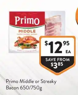 Foodworks Primo Middle or Streaky Bacon offer