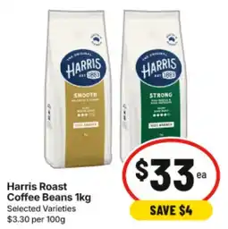 IGA Harris Roast Coffee Beans Selected Varieties offer