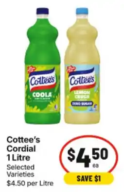 IGA Cottees Cordial offer