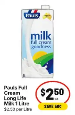 IGA Pauls Full Cream Long Life Milk offer