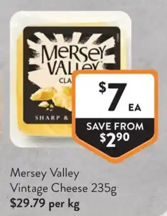Foodworks Mersey Valley Vintage Cheese offer