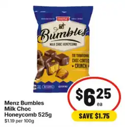 IGA Menz Bumbles Milk Choc Honeycomb offer