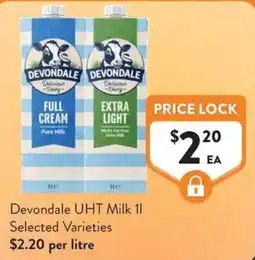 Foodworks Devondale UHT Milk 1l Selected Varieties offer