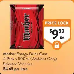 Foodworks Mother Energy Drink Cans offer