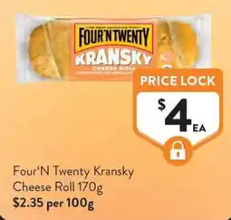 Foodworks Four'n Twenty Kransky Cheese Roll offer