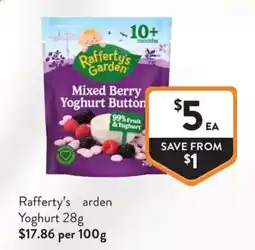 Foodworks Rafferty's Garden Mixed Berry Yoghurt Button offer
