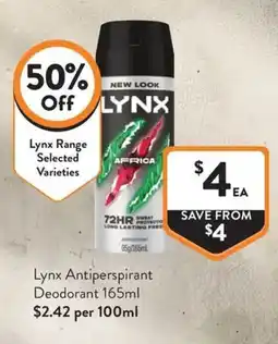 Foodworks Lynx Antiperspirant Deodorant offer