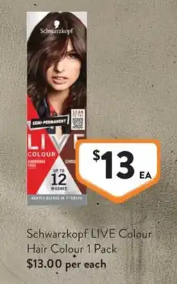 Foodworks Schwarzkopf LIVE Colour Hair Colour 1 Pack offer
