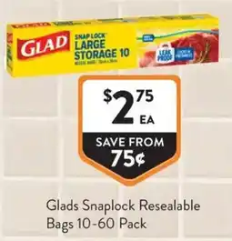 Foodworks Glads Snaplock Resealable Bags offer