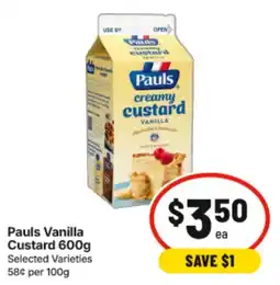 IGA Pauls Vanilla Custard offer