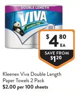 Foodworks Kleenex Viva Double Length Paper Towels offer