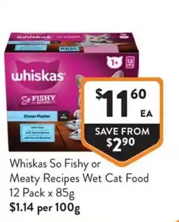 Foodworks Whiskas So Fishy Wet Cat Food offer