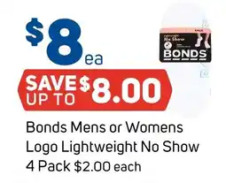 Foodland Bonds Mens or Womens Logo Lightweight No Show offer