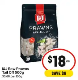 IGA I&J Raw Prawns Tail Off offer