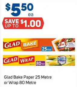 Foodland Glad Bake Paper 25 Metre or Wrap 80 Metre offer