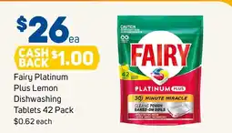 Foodland Fairy Platinum Plus Lemon Dishwashing Tablets offer