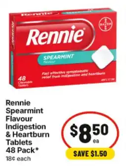 IGA Rennie Spearmint Flavour Indigestion & Heartburn Tablets offer