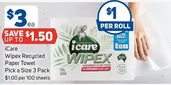 Foodland iCare Wipex Recycled Paper Towel offer