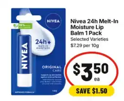 IGA Nivea 24h Melt-In Moisture Lip Balm offer