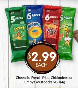 Spudshed Cheezels French Fries Chickadees Jumpy's Multipacks offer