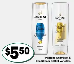 Friendly Grocer Pantene Shampoo & Conditioner 350ml Varieties offer