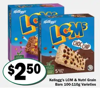Kellogg's LCM & Nutri Grain Bars 100-110g Varieties