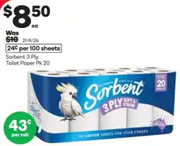 Woolworths Sorbent 3 Ply Toilet Paper offer