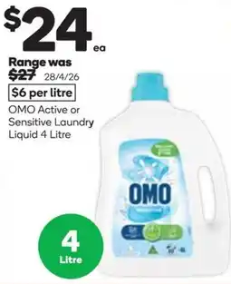 Woolworths OMO Active or Sensitive Laundry Liquid offer