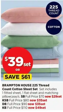 Spotlight Brampton House 225 Thread Count Cotton Sheet Set offer