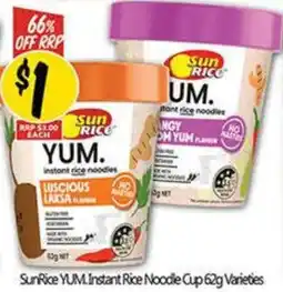 NQR SunRice YUM. Instant Rice Noodle Cup Varieties offer