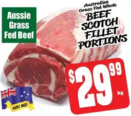 Farmer Jack's Aussie Grass Fed Beef Scotch Fillet Portions offer