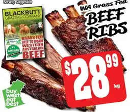 Farmer Jack's WA Grass Fed Beef Ribs offer