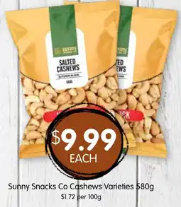 Spudshed Sunny Snacks Co Cashews Varieties offer
