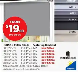 Spotlight Hudson Roller Blinds offer