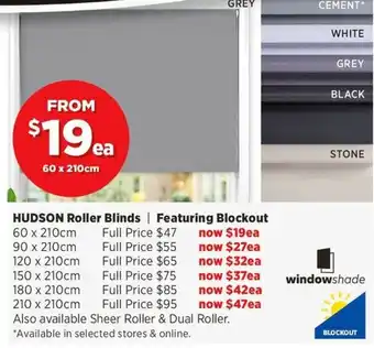 Spotlight Hudson Roller Blinds offer