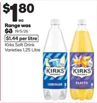 Woolworths Kirks Soft Drink Varieties offer