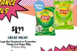 Drakes Lays Nori Seaweed or Cucumber Thinly Cut Chips offer
