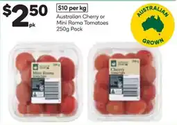 Woolworths Australian Cherry or Mini Roma Tomatoes offer