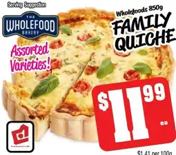 Farmer Jack's The Wholefood Bakery Family Quiche offer