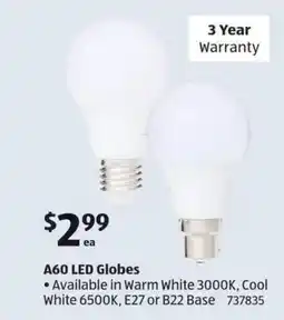 ALDI A60 LED Globes offer