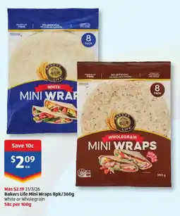 ALDI Bakers Life Mini Wraps offer