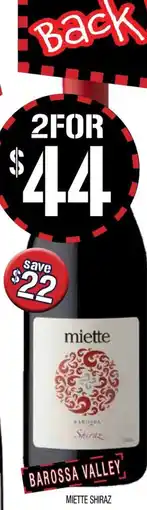 Farmer Jack's Miette Shiraz offer