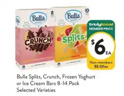 Farmer Jack's Bulla Splits, Crunch, Frozen Yoghurt or Ice Cream Bars offer