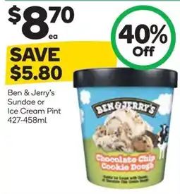 Woolworths Ben & Jerry's Chocolate Chip Cookie Dough Ice Cream Pint offer